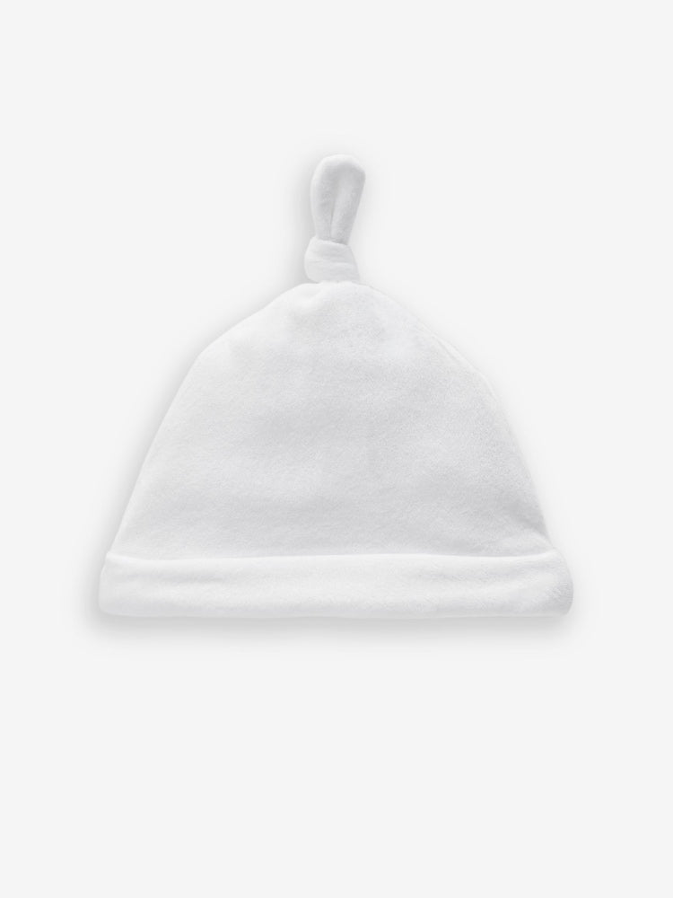 White Velour Baby Tie Top Hats 2 Pack (0-12mths)