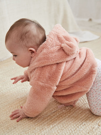 Pink Fleece Baby Hooded Jacket (0mths-2yrs) - Size 50cm (First Size)