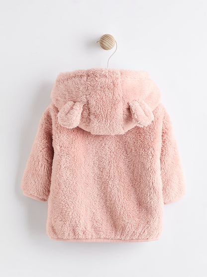 Pink Fleece Baby Hooded Jacket (0mths-2yrs) - Size 50cm (First Size)