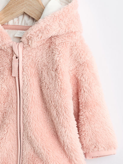 Pink Fleece Baby Hooded Jacket (0mths-2yrs) - Size 50cm (First Size)