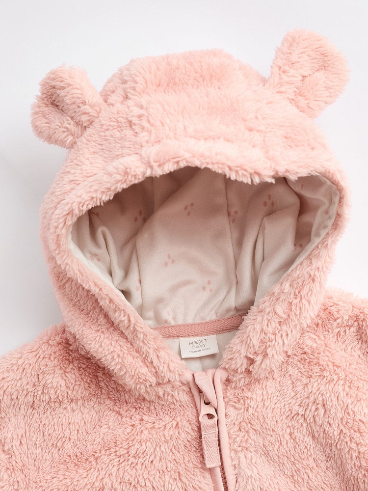 Pink Fleece Baby Hooded Jacket (0mths-2yrs) - Size 50cm (First Size)