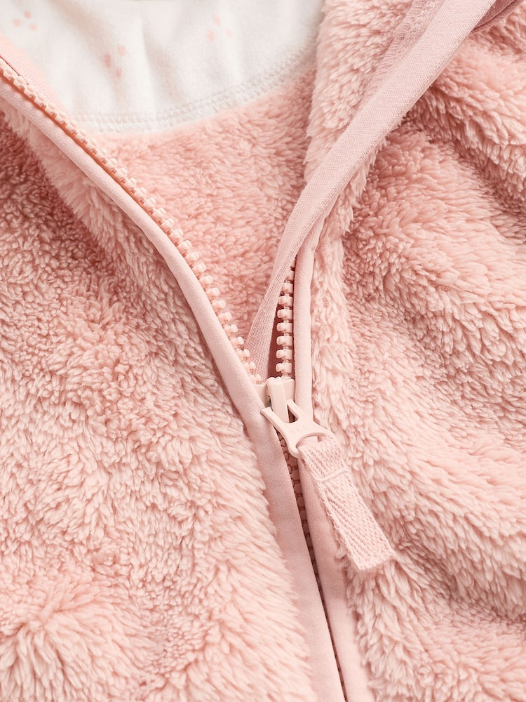 Pink Fleece Baby Hooded Jacket (0mths-2yrs) - Size 50cm (First Size)