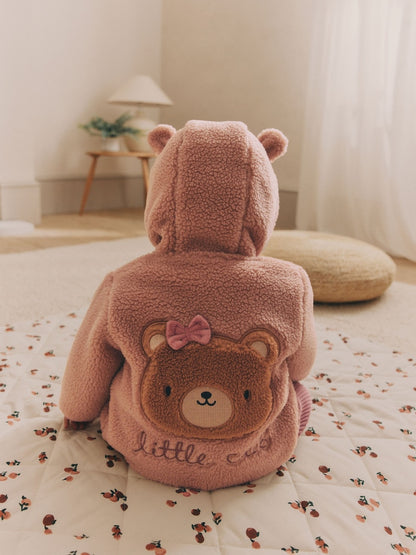 Pink Baby Borg Fleece Jacket (0mths-2yrs) - Size Up to 1 Month (56cm)