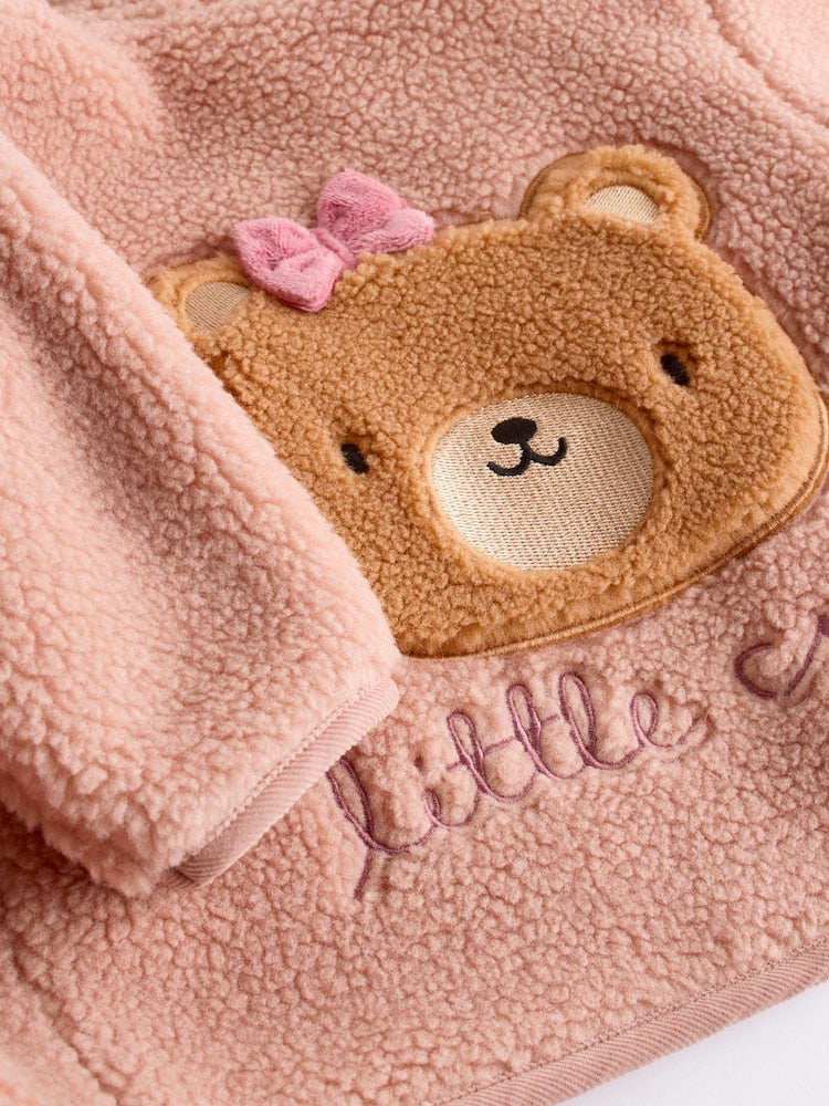 Pink Baby Borg Fleece Jacket (0mths-2yrs) - Size Up to 1 Month (56cm)