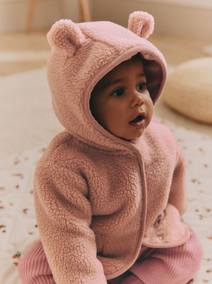 Pink Baby Borg Fleece Jacket (0mths-2yrs) - Size Up to 1 Month (56cm)
