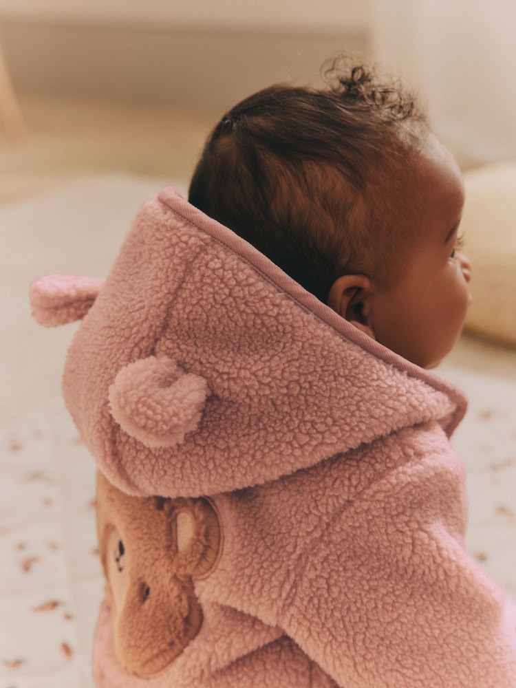 Pink Baby Borg Fleece Jacket (0mths-2yrs) - Size Up to 1 Month (56cm)