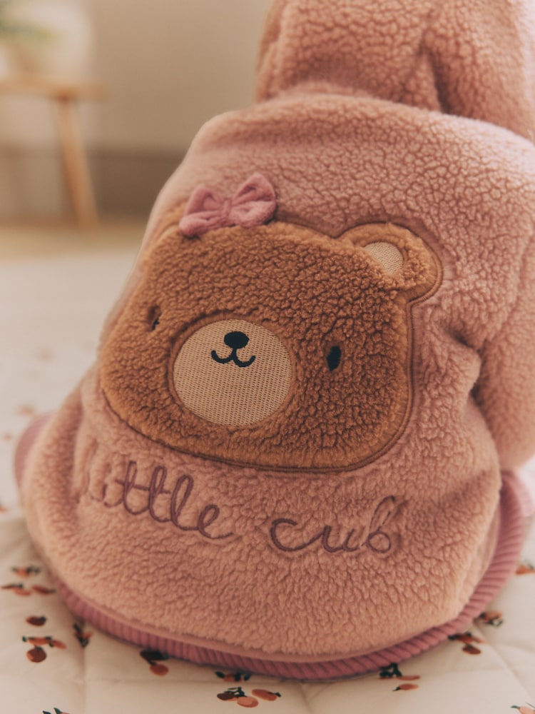 Pink Baby Borg Fleece Jacket (0mths-2yrs) - Size Up to 1 Month (56cm)