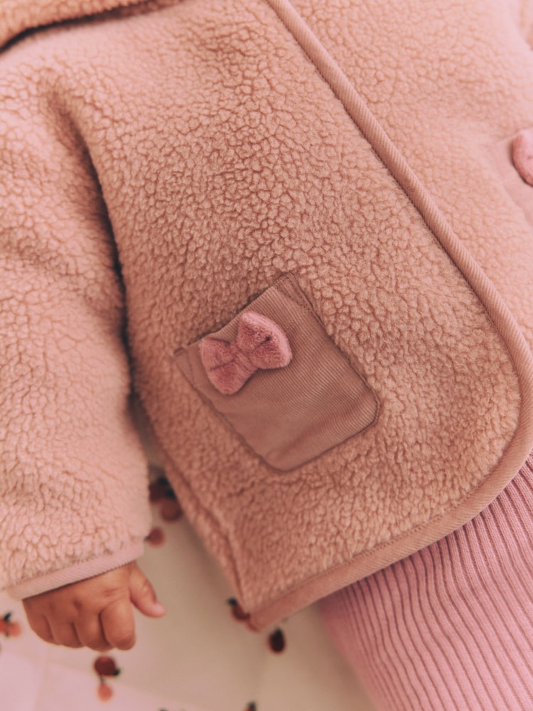 Pink Baby Borg Fleece Jacket (0mths-2yrs) - Size Up to 1 Month (56cm)
