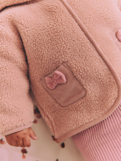 Pink Baby Borg Fleece Jacket (0mths-2yrs) - Size Up to 1 Month (56cm)