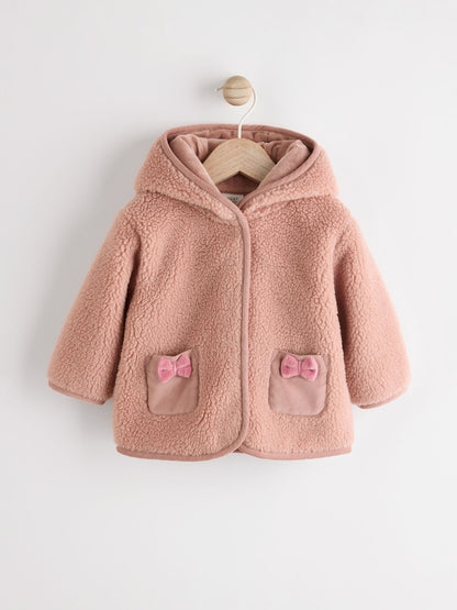 Pink Baby Borg Fleece Jacket (0mths-2yrs) - Size Up to 1 Month (56cm)