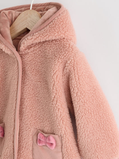 Pink Baby Borg Fleece Jacket (0mths-2yrs) - Size Up to 1 Month (56cm)