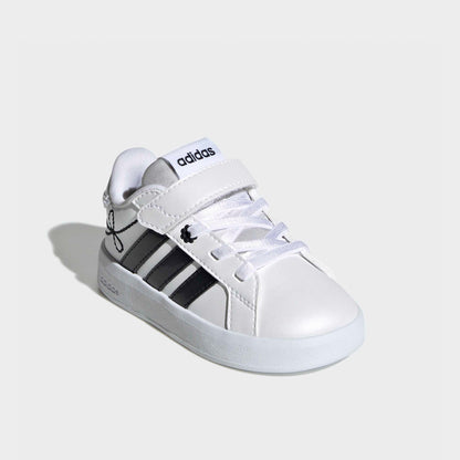 Adidas Girls Grand Court 3.0 EL Hook &amp; Loop Ankle Sneakers