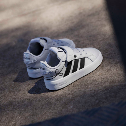 Adidas Girls Grand Court 3.0 EL Hook &amp; Loop Ankle Sneakers