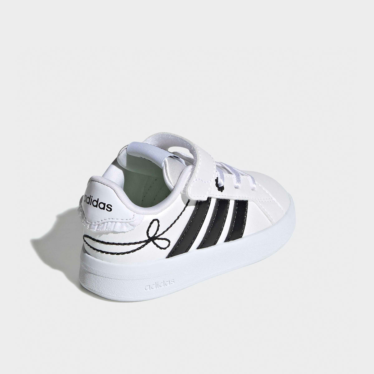 Adidas Girls Grand Court 3.0 EL Hook &amp; Loop Ankle Sneakers