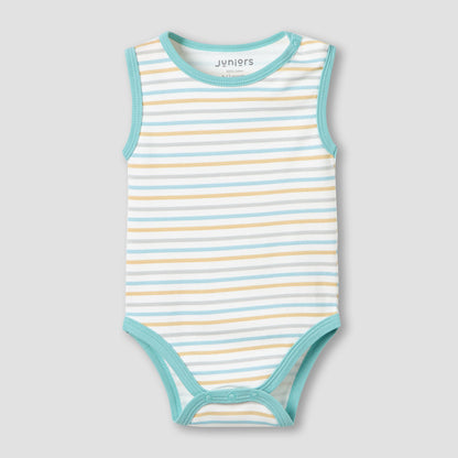 Pack of 2 Juniors Round Neck Sleeveless Bodysuit with Snap Button Closure