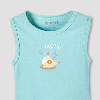 Pack of 2 Juniors Round Neck Sleeveless Bodysuit with Snap Button Closure