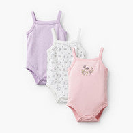 Pack of 3 Juniors Cotton Square Neck Sleeveless Bodysuit with Botanical Print-undefined-image-1