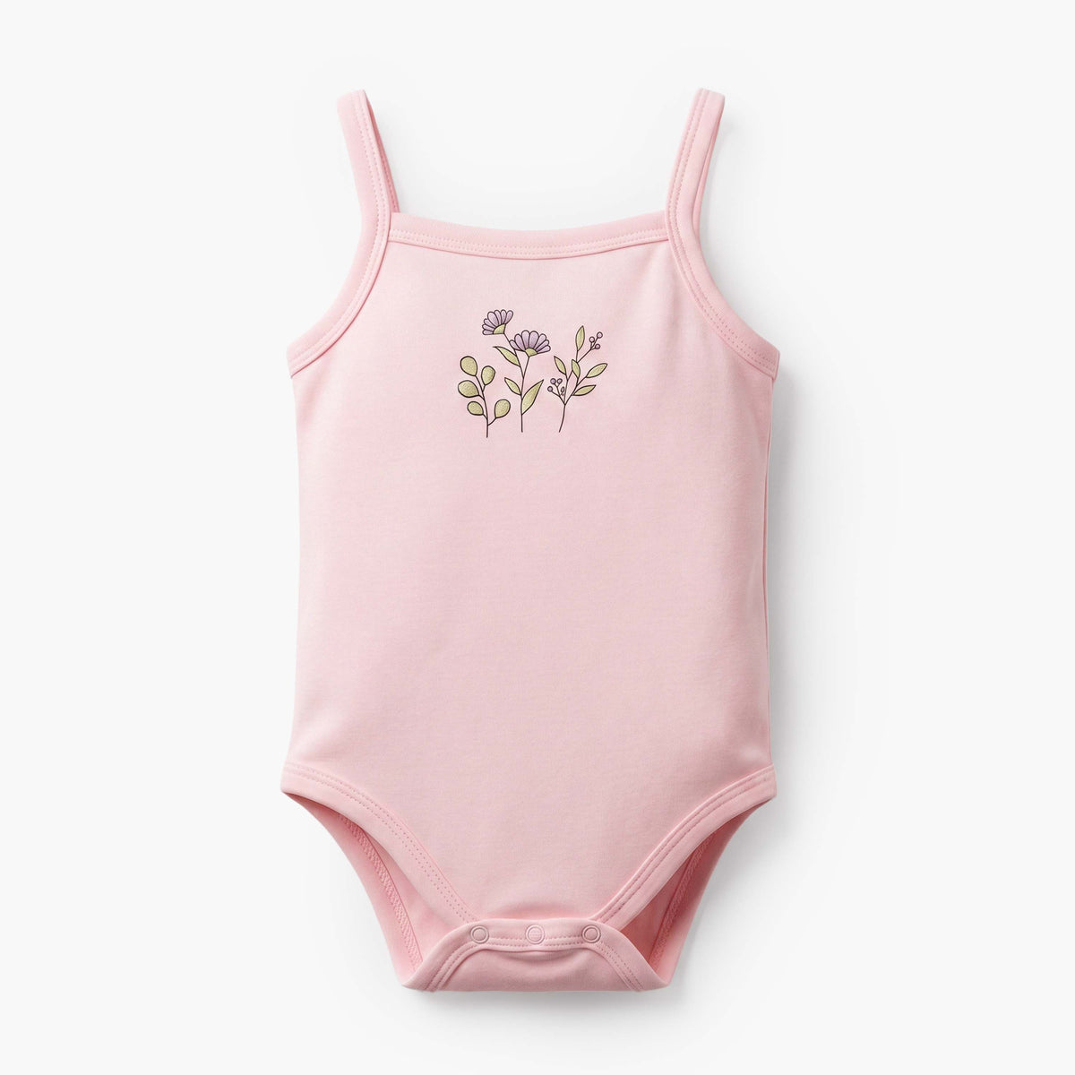 Pack of 3 Juniors Cotton Square Neck Sleeveless Bodysuit with Botanical Print