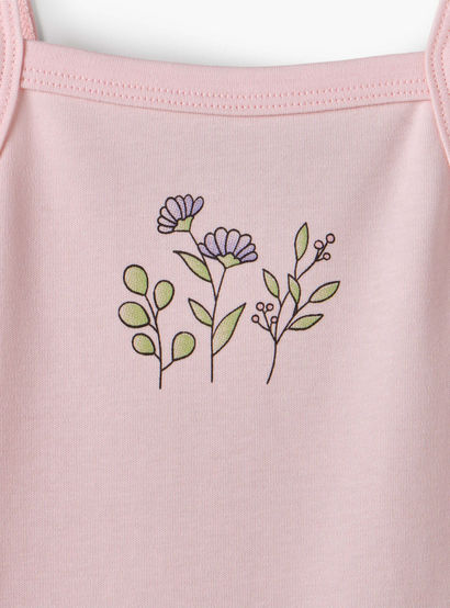 Pack of 3 Juniors Cotton Square Neck Sleeveless Bodysuit with Botanical Print-baby-girls-clothing-bodysuits-image-8