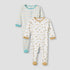 Juniors Cotton Round Neck Long Sleeves Sleepsuit with Snap Button Closure - Pack of 2 - Multicolour / 9-12 mths
