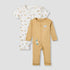 Set of 2 Juniors Cotton Round Neck Sleepsuit and Romper with Snap Buttons - Multicolour / 12-18 mths