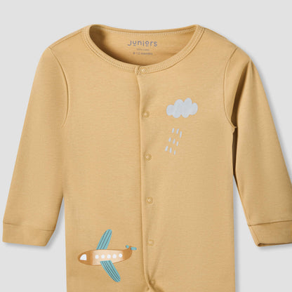 Set of 2 Juniors Cotton Round Neck Sleepsuit and Romper with Snap Buttons