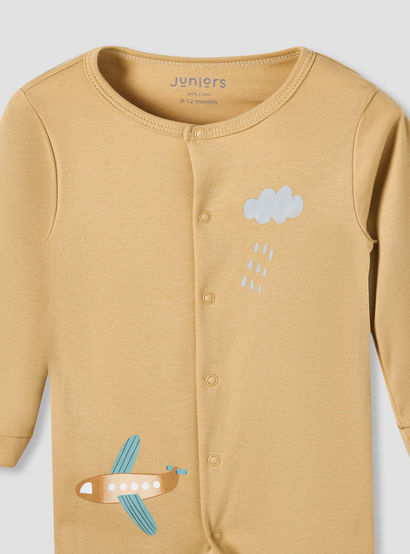 Set of 2 Juniors Cotton Round Neck Sleepsuit and Romper with Snap Buttons-baby-boys-clothing-nightwear-sleepsuits-image-4