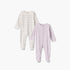 Pack of 2 Juniors Cotton Round Neck Long Sleeves Sleepsuit with Assorted Print - Pink / 9-12 mths