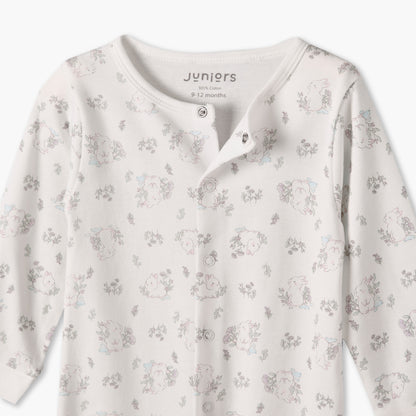Pack of 2 Juniors Cotton Round Neck Long Sleeves Sleepsuit with Assorted Print