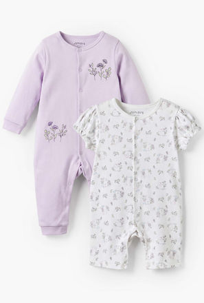 Set of 2 Juniors Cotton Round Neck Sleepsuit with Romper