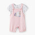 Juniors Round Neck Short Sleeves Top and Dungaree Set with Bunny Print - Pink / 12-18 mths