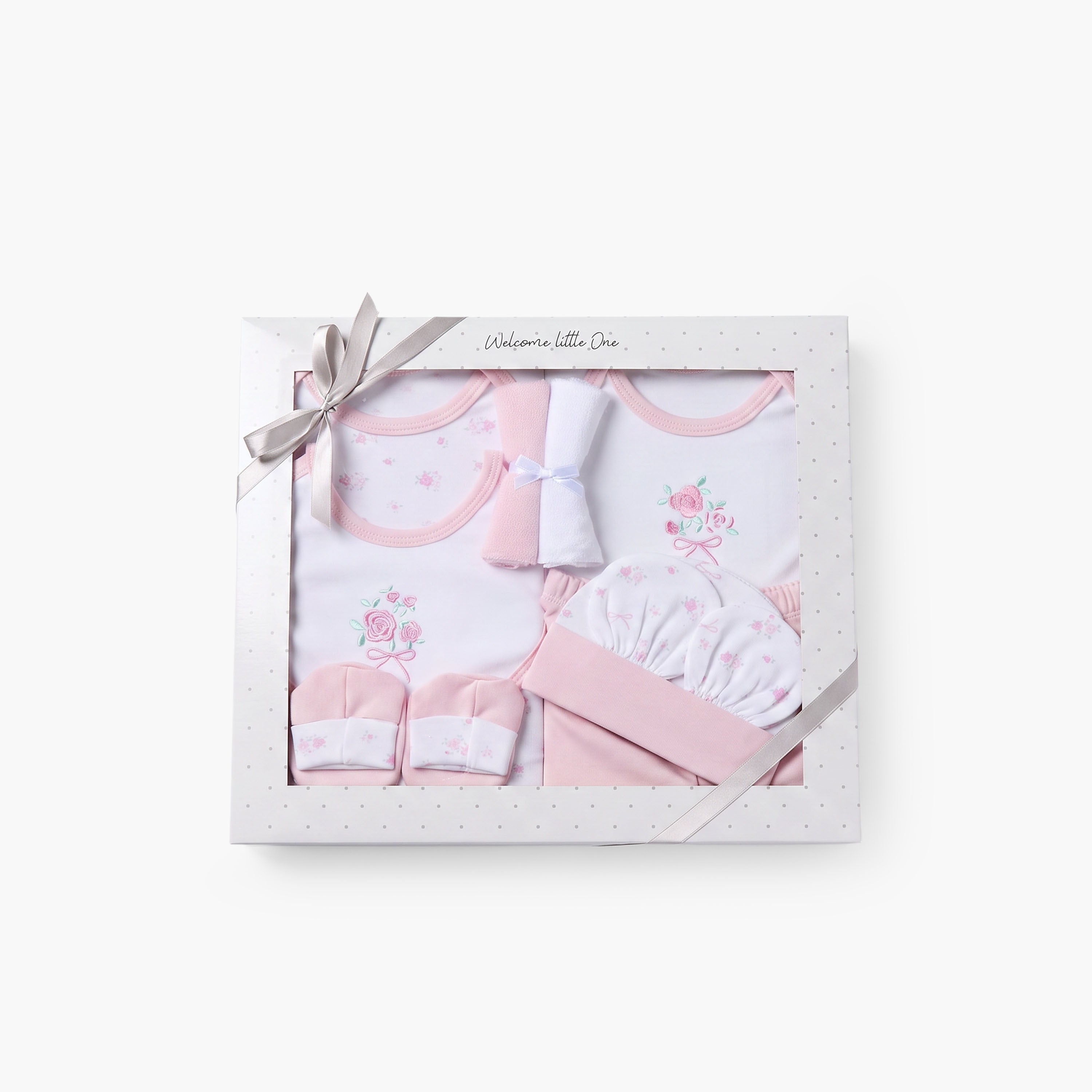 Set of 9 Juniors Clothing Gift Set with Floral Print - Pink / 0-3 mths