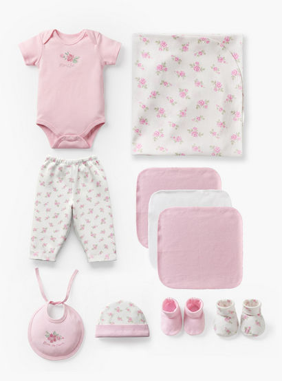 Set of 11 Juniors Clothing Gift Set with Floral Print-baby-girls-clothing-setsandcoords-image-2