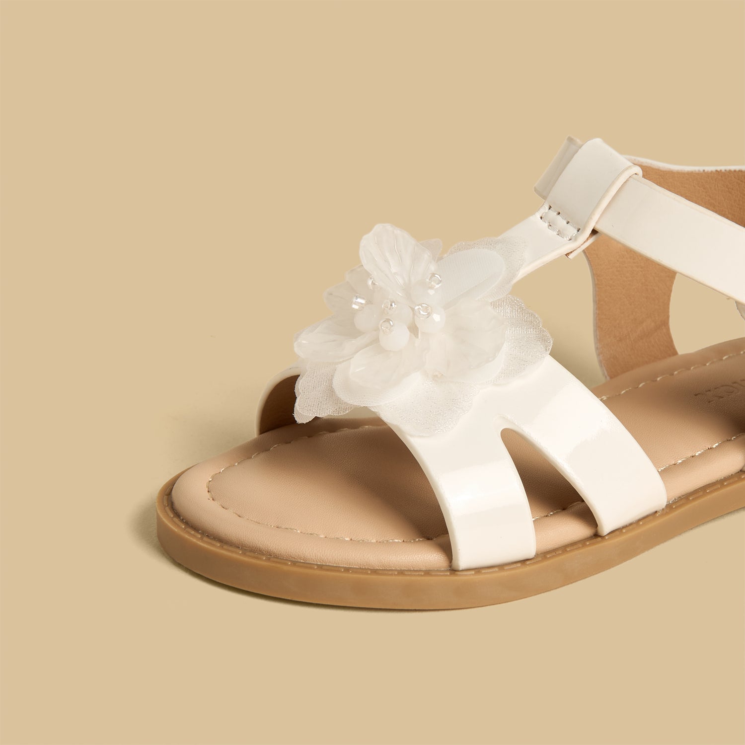 Floral Accent Sandals with Hook and Loop Closure