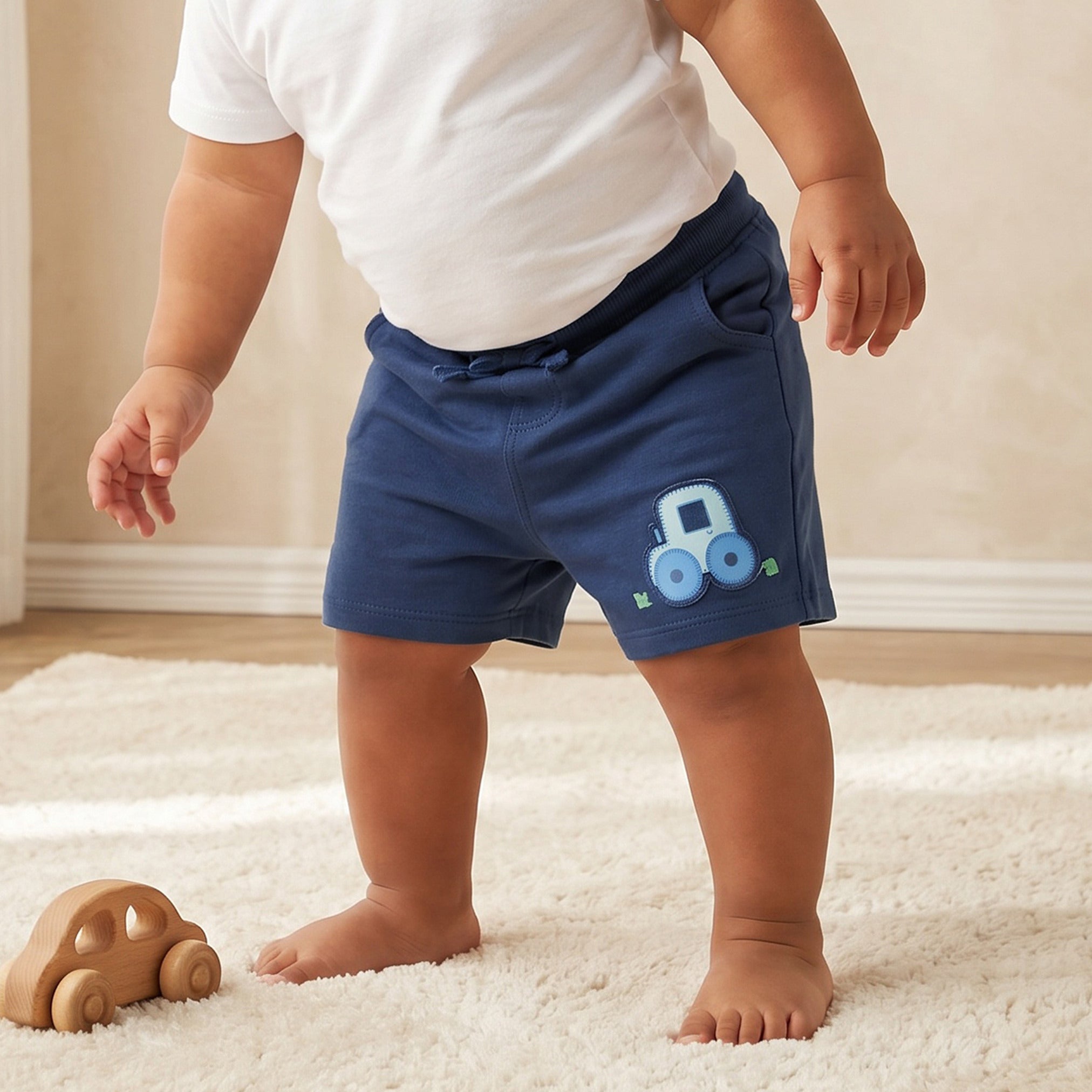 Pack of 2 Juniors Knee Length Drawstring Waist Shorts with Farm Print