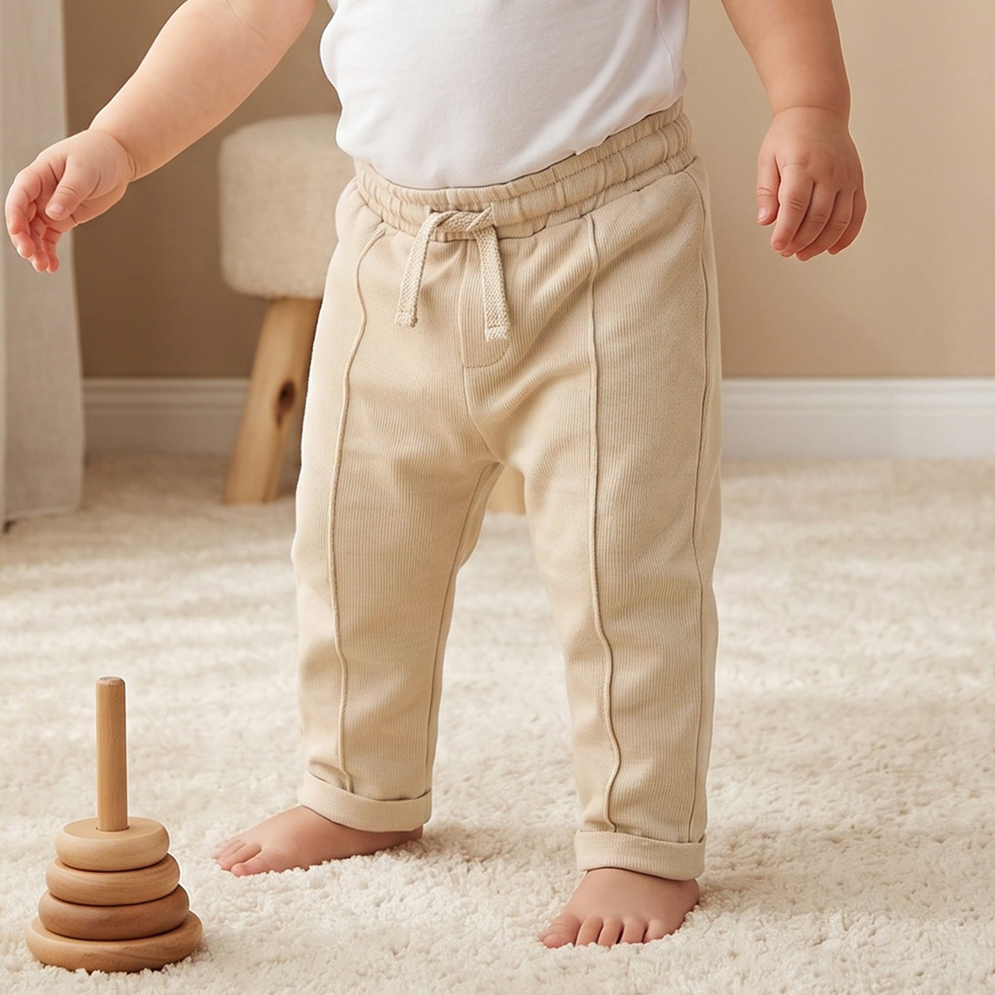Juniors Elasticated Drawstring Waist Joggers with Panelled Design