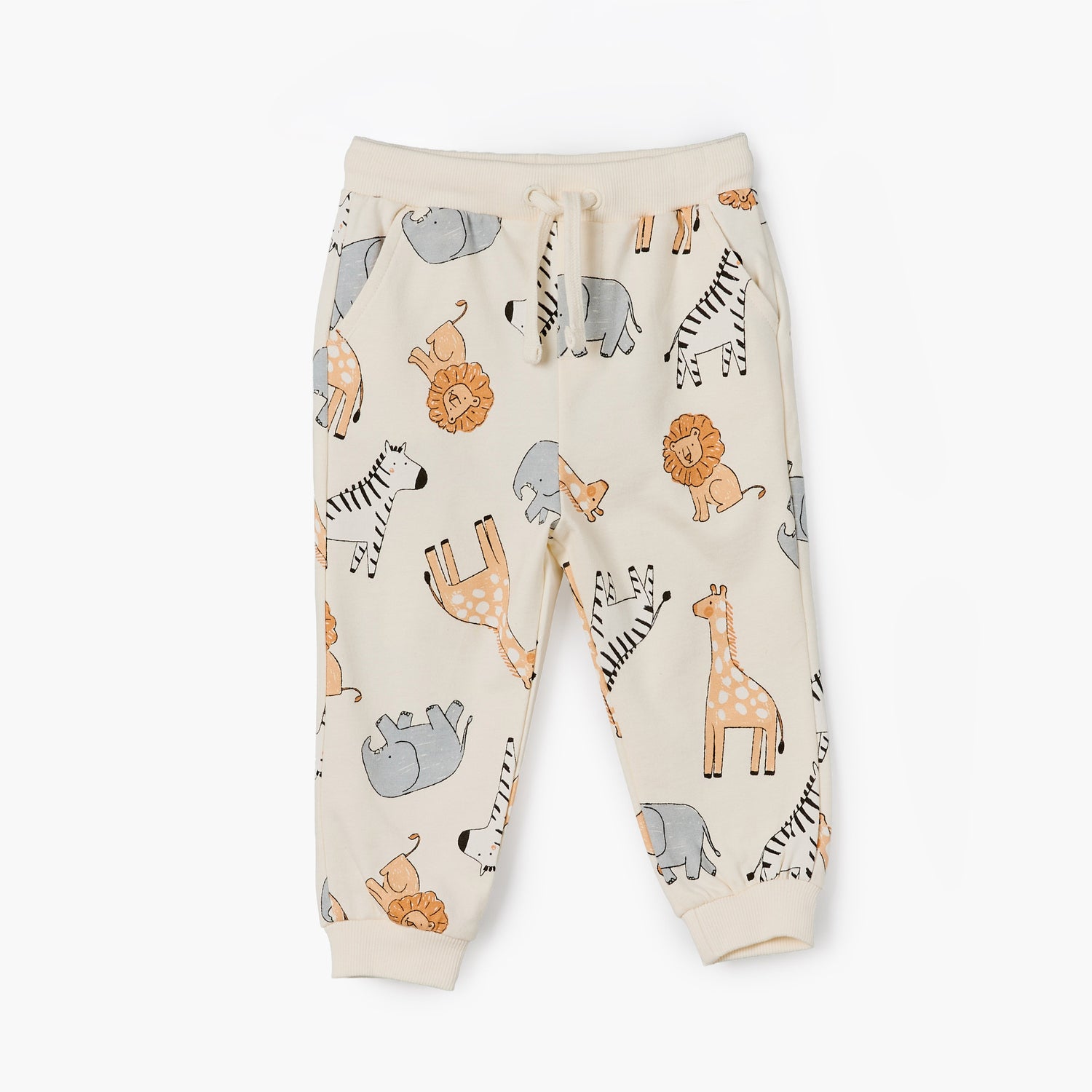 Juniors Drawstring Waist Joggers with Safari Print