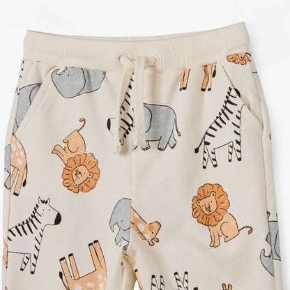 Juniors Drawstring Waist Joggers with Safari Print