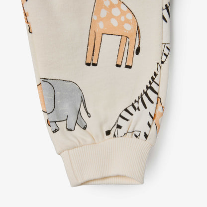 Juniors Drawstring Waist Joggers with Safari Print