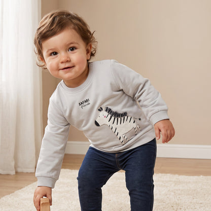 Juniors Zebra Applique Sweatshirt with Long Sleeves