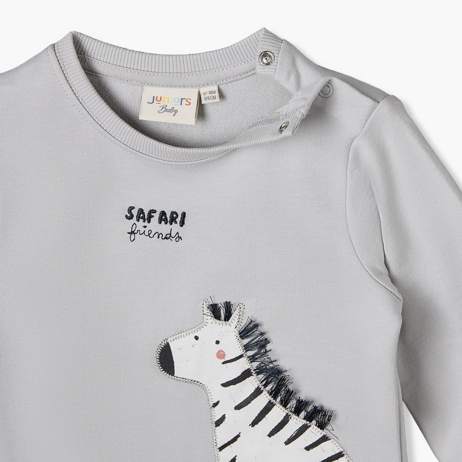 Juniors Zebra Applique Sweatshirt with Long Sleeves