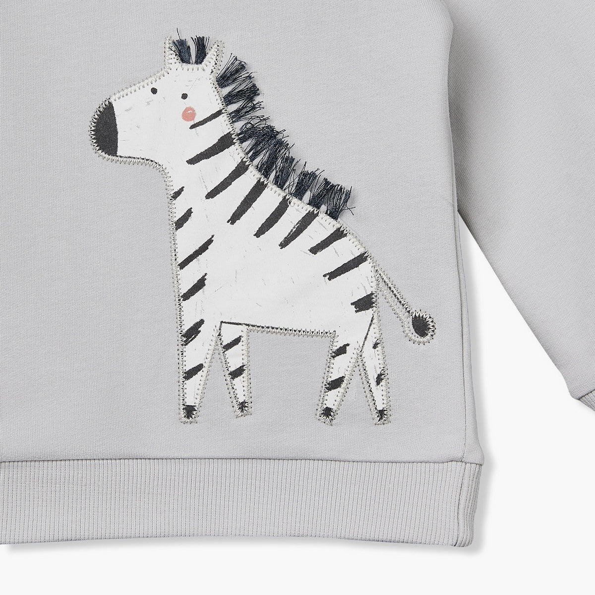 Juniors Zebra Applique Sweatshirt with Long Sleeves