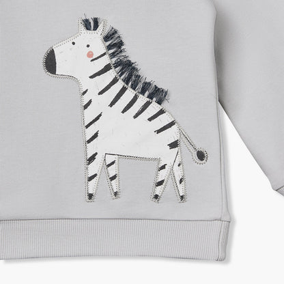 Juniors Zebra Applique Sweatshirt with Long Sleeves