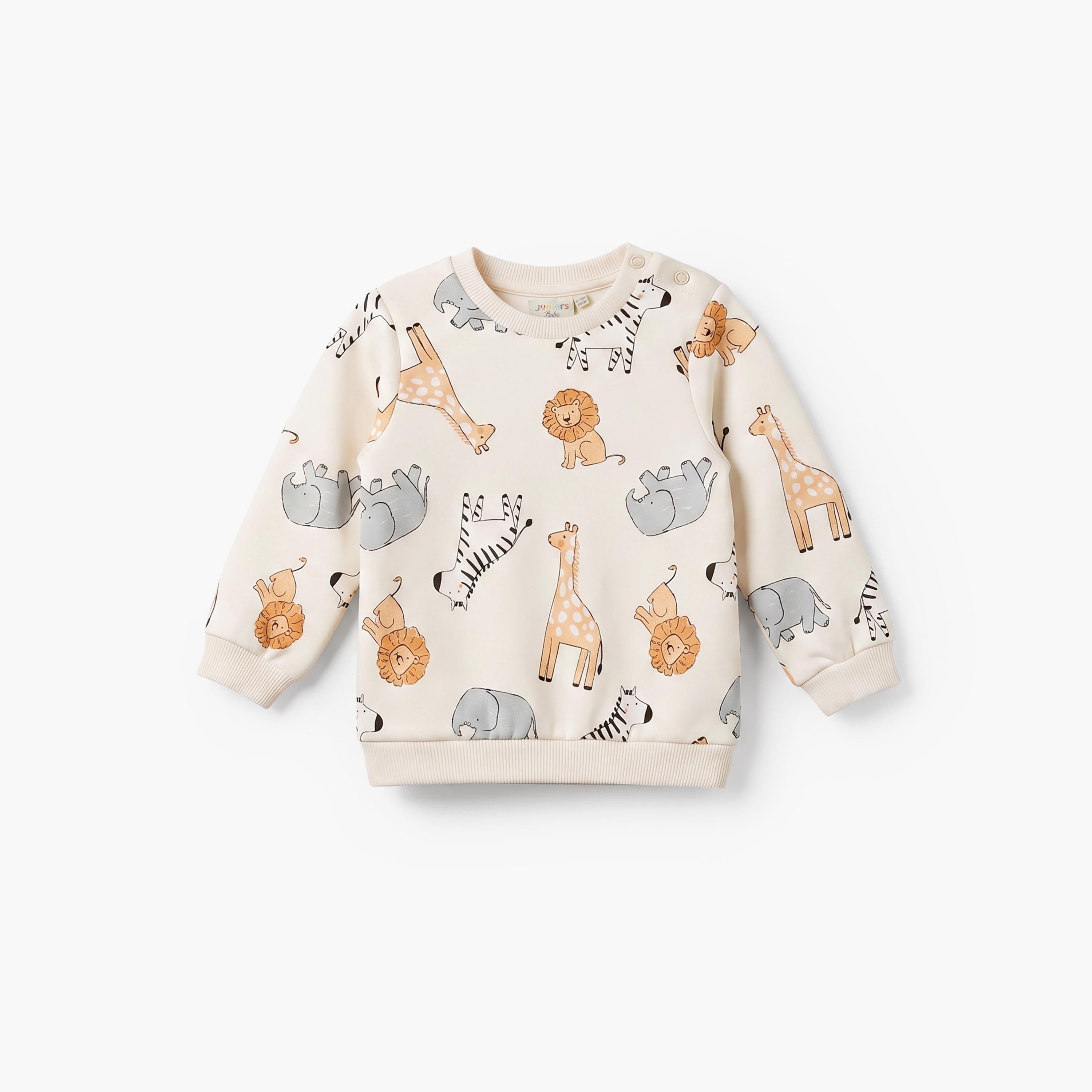 Juniors Safari Print Sweatshirt with Long Sleeves