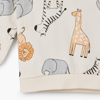 Juniors Safari Print Sweatshirt with Long Sleeves