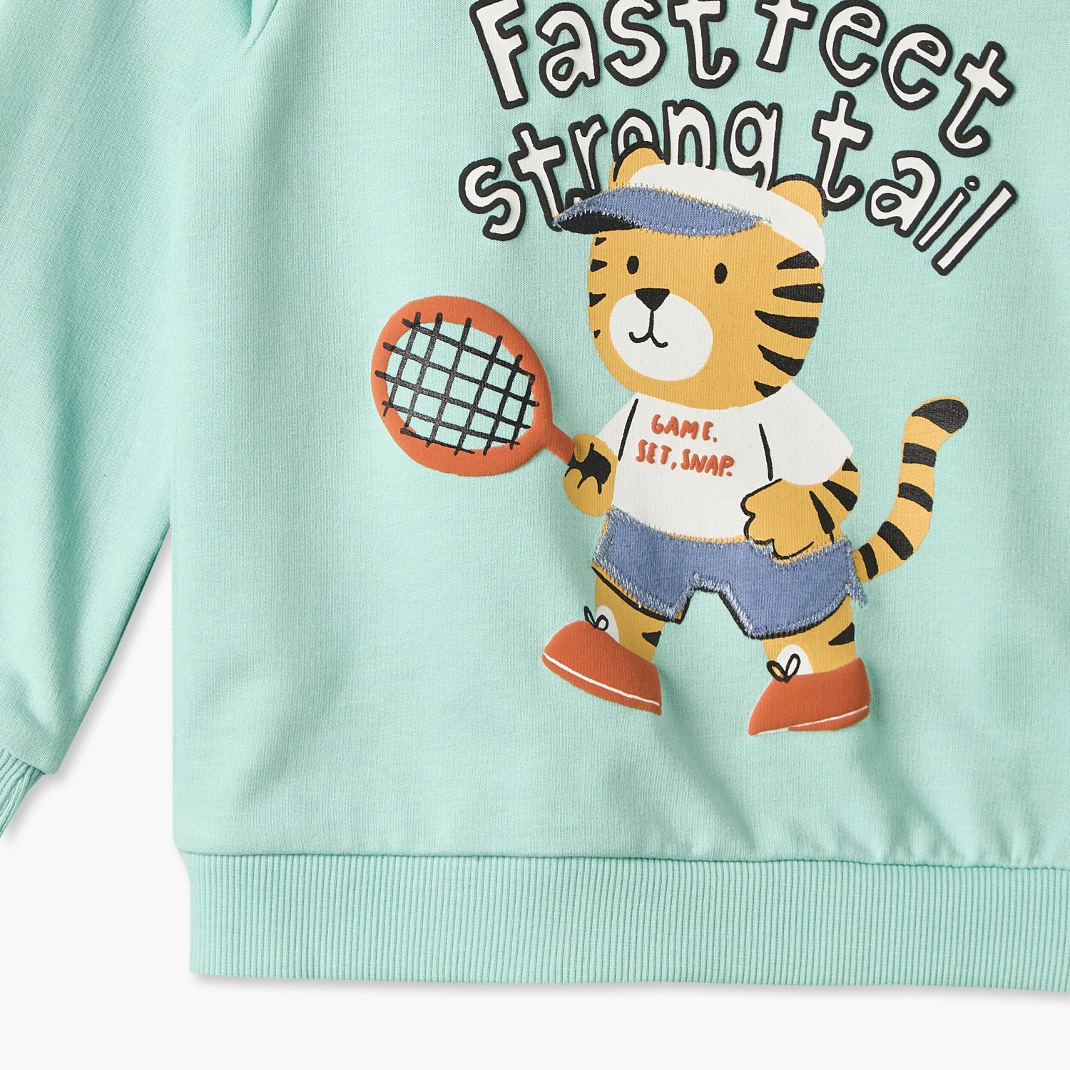 Juniors Tiger Print Sweatshirt with Long Sleeves