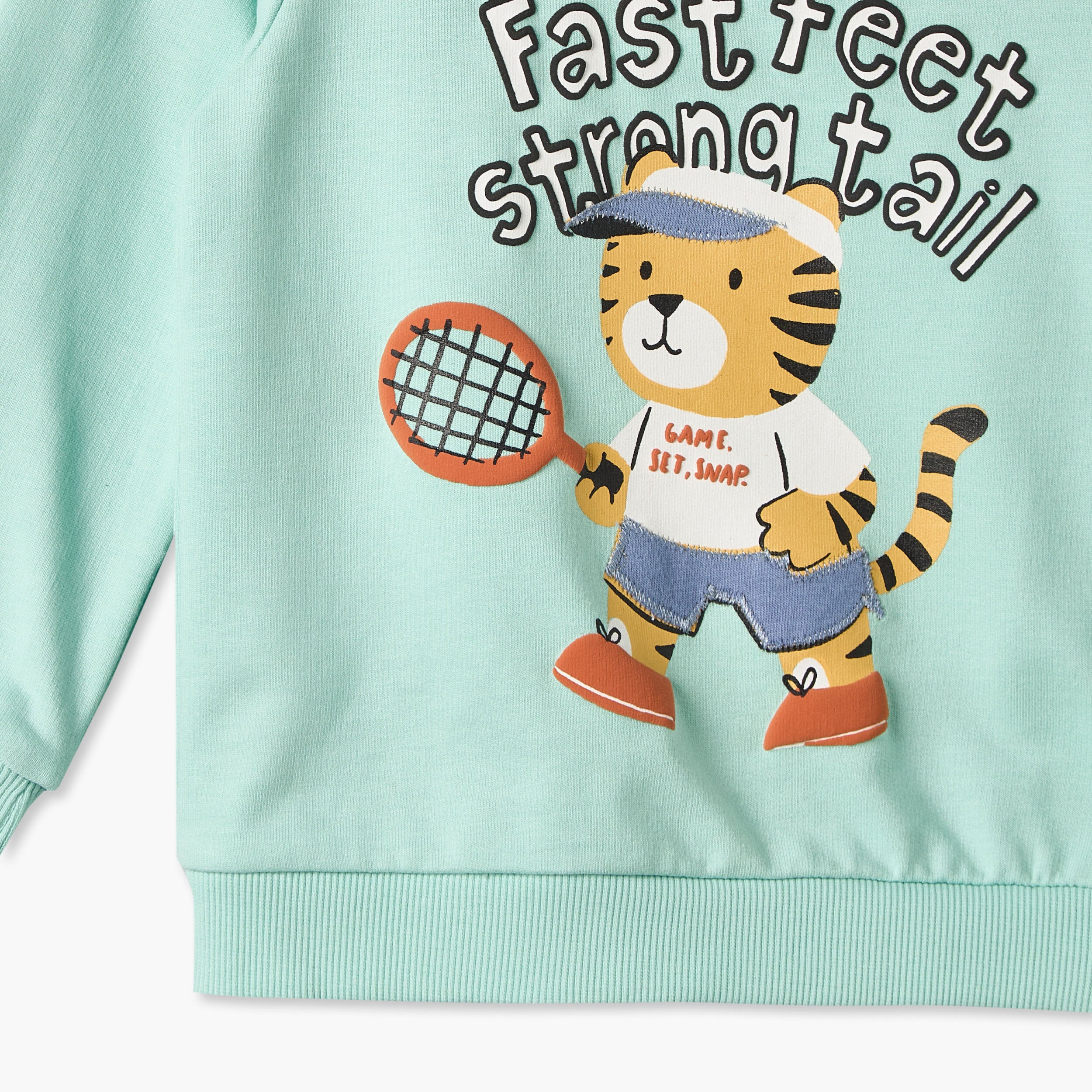Juniors Tiger Print Sweatshirt with Long Sleeves