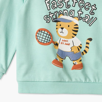 Juniors Tiger Print Sweatshirt with Long Sleeves