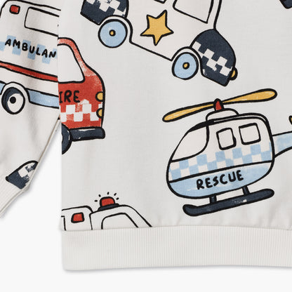 Juniors Rescue Vehicle Print Sweatshirt with Long Sleeves