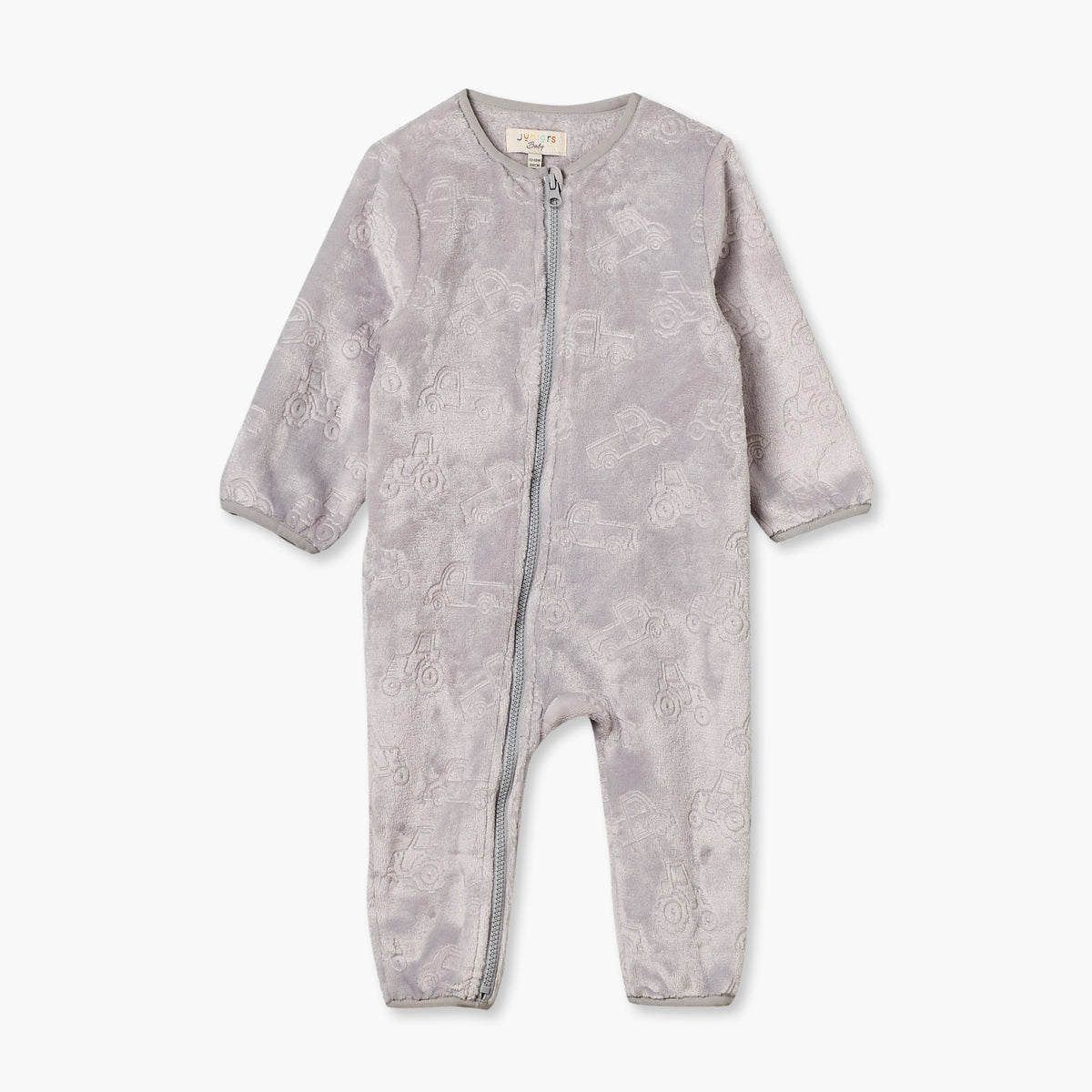 Juniors Crew Neck Long Sleeves Sleepsuit with Vehicle Embossing
